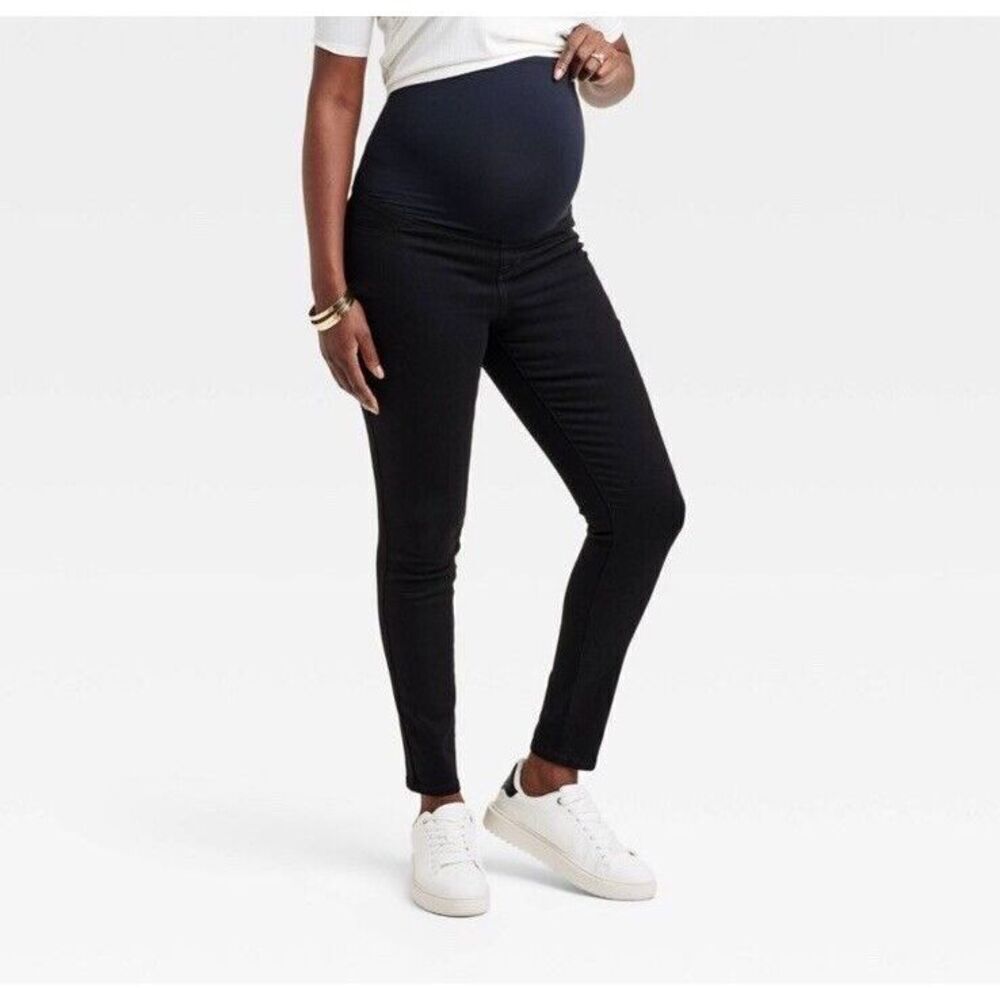Isabel Maternity Women’s Crossover Panel Maternity Skinny 28 Jeans Black 6 NWT - Picture 4 of 7